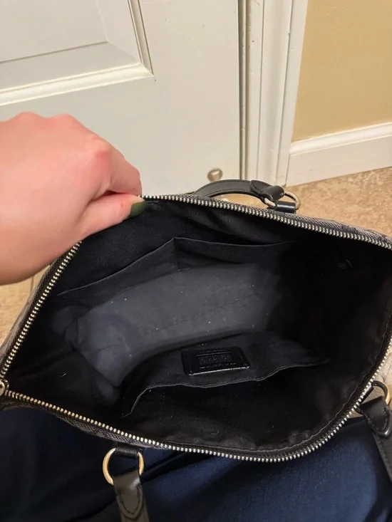 Coach Black/Charcoal Signature Tote with Leather Trim - Picture 6 of 11